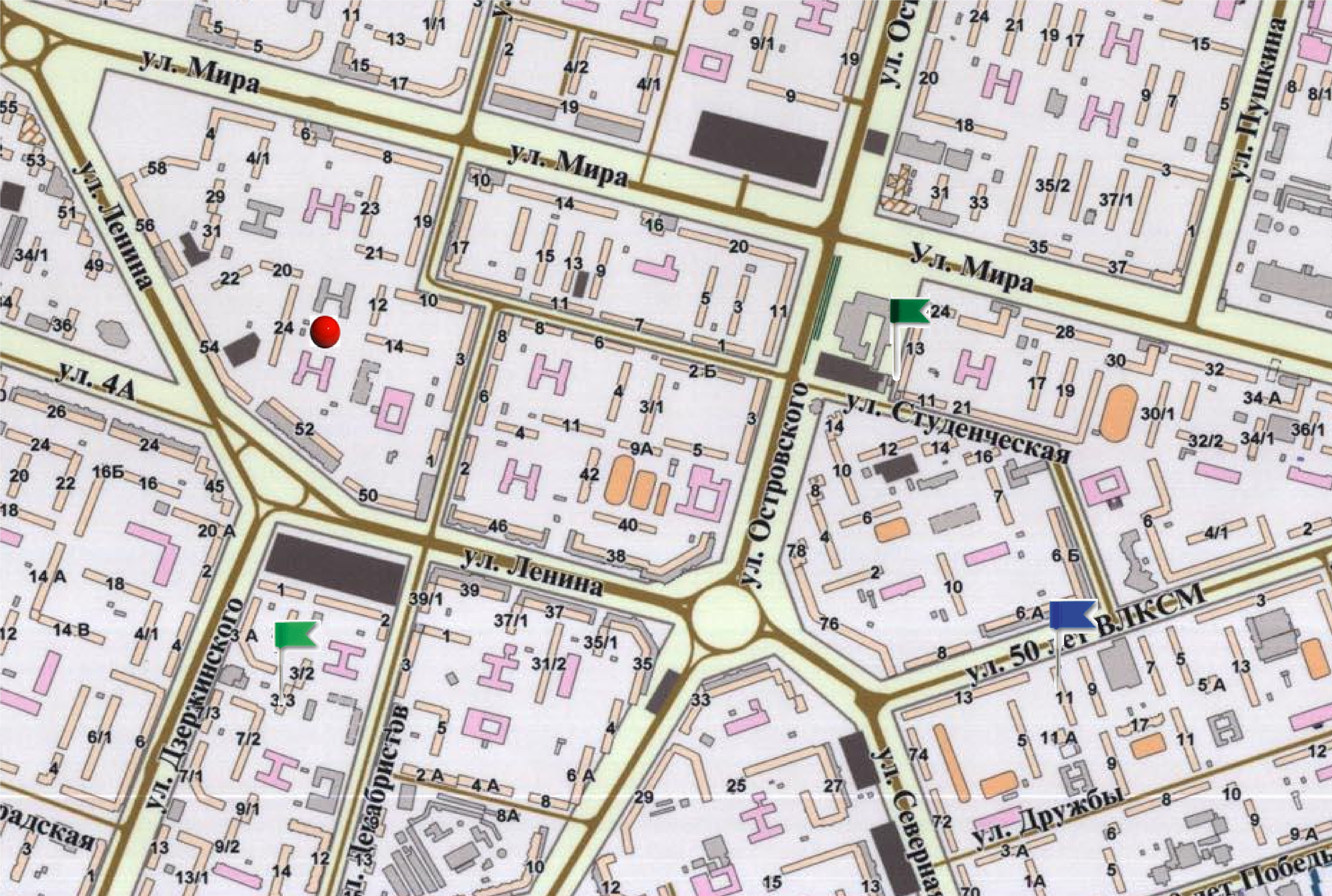 Карта фаленки с улицами и номерами домов